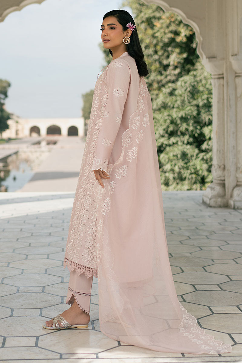 PEACH FLORET-3PC (SHIRT, TROUSER & DUPATTA)