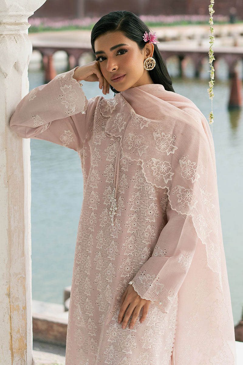 PEACH FLORET-3PC (SHIRT, TROUSER & DUPATTA)