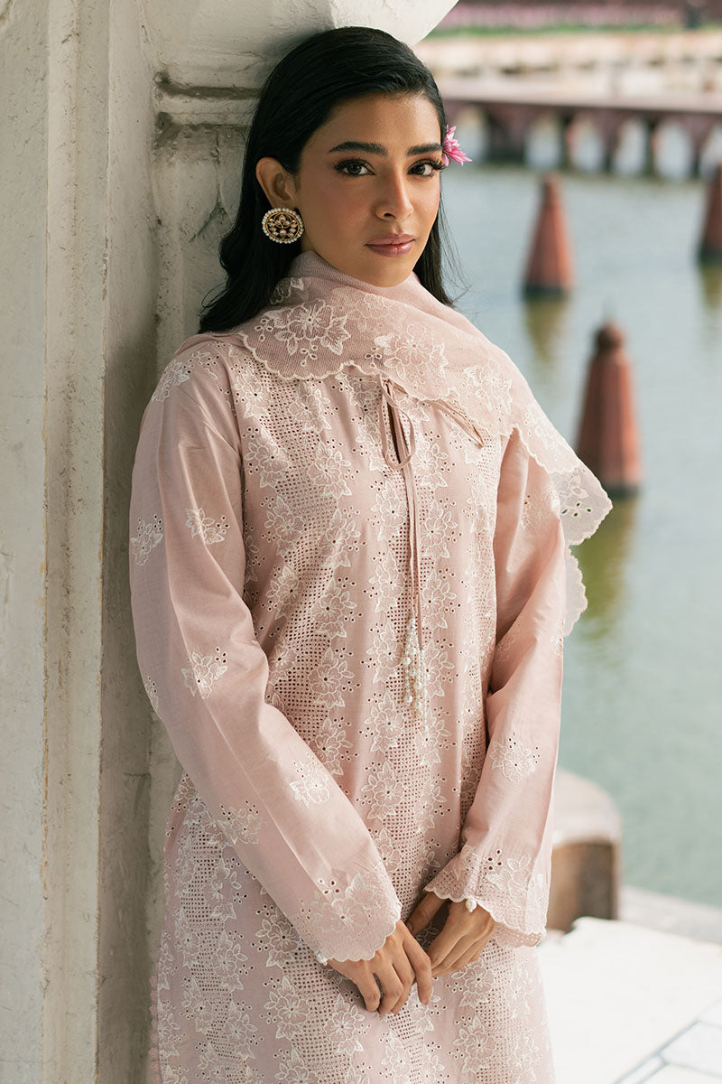PEACH FLORET-3PC (SHIRT, TROUSER & DUPATTA)