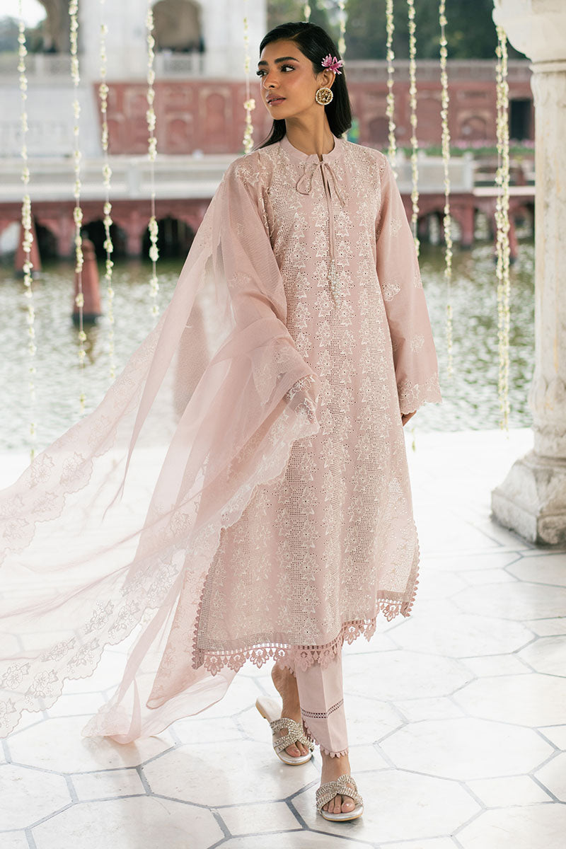 PEACH FLORET-3PC (SHIRT, TROUSER & DUPATTA)