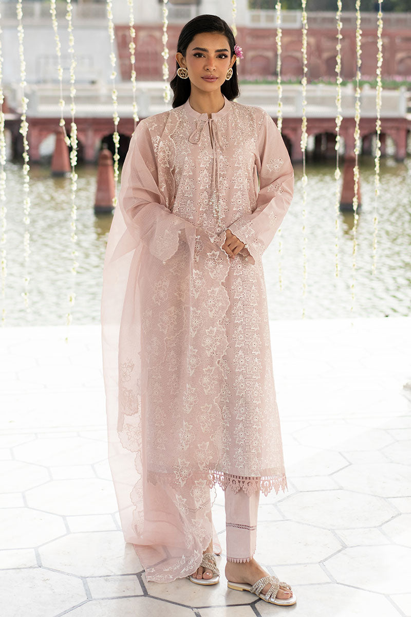 PEACH FLORET-3PC (SHIRT, TROUSER & DUPATTA)