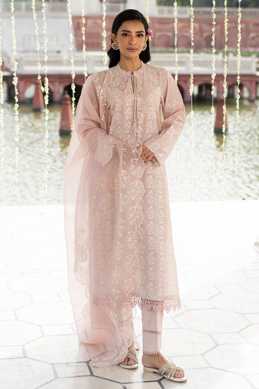 PEACH FLORET-3PC (SHIRT, TROUSER & DUPATTA)