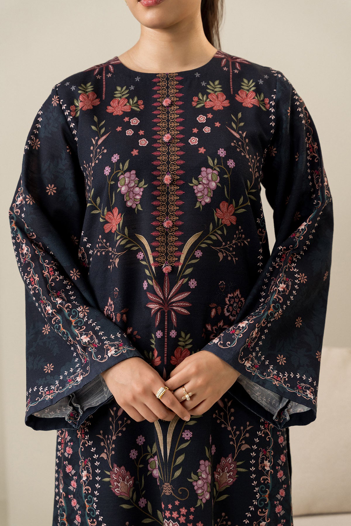 MIDNIGHT PEARL-2PC KHADDAR PRINTED SUIT