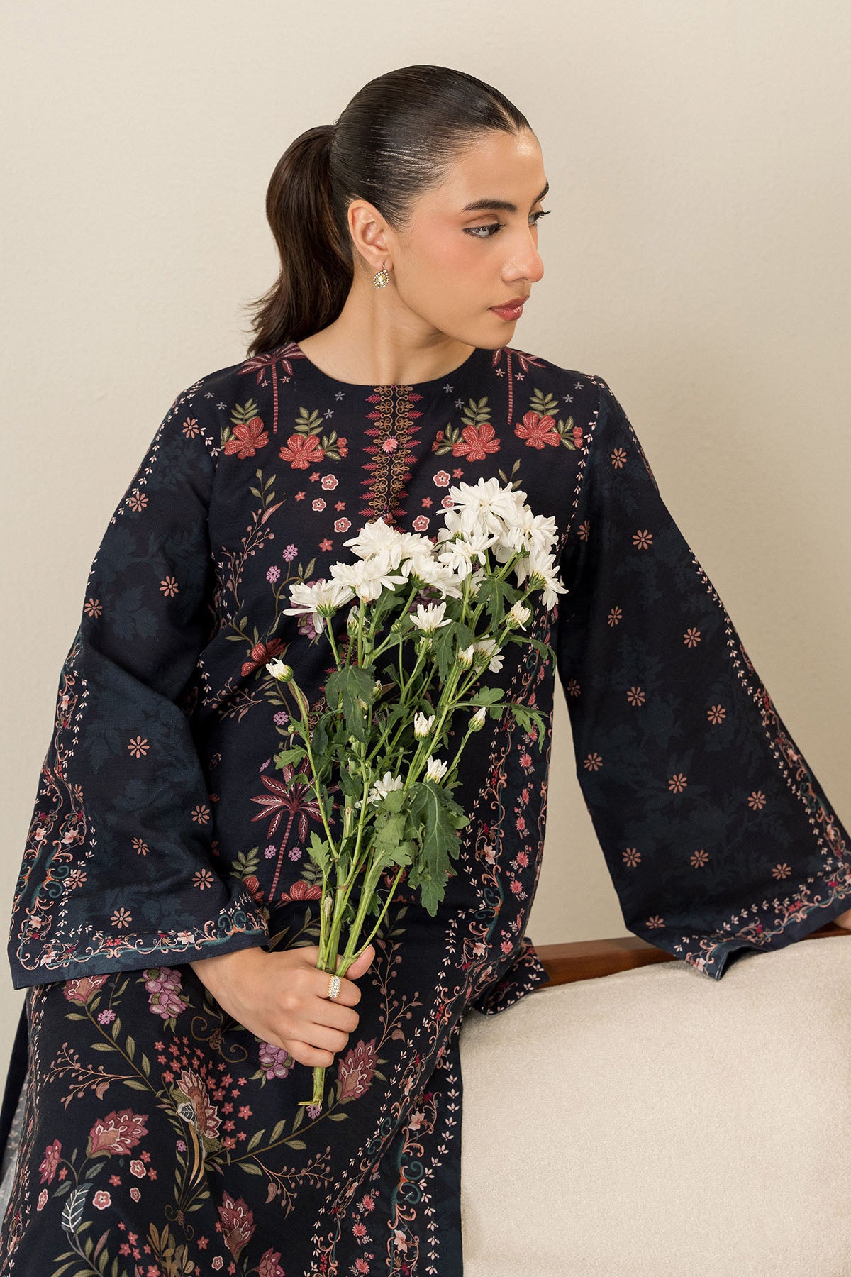 MIDNIGHT PEARL-2PC KHADDAR PRINTED SUIT