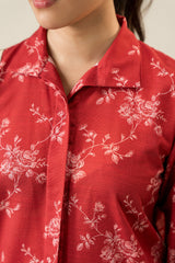 OCHRE SILK-3PC KHADDAR PRINTED SUIT