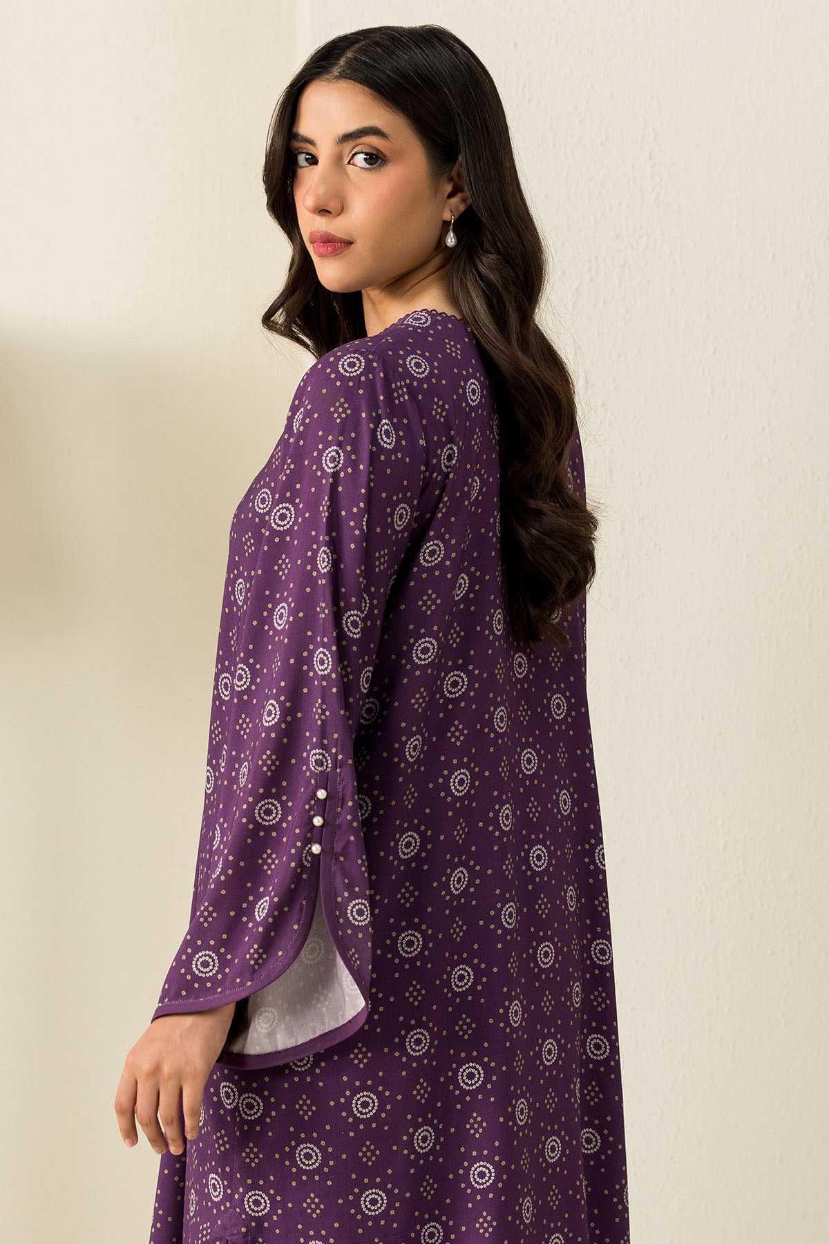 DEEP MAUVE-2PC LINEN PRINTED SUIT