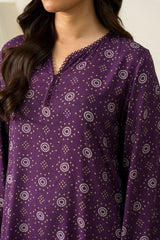 DEEP MAUVE-2PC LINEN PRINTED SUIT