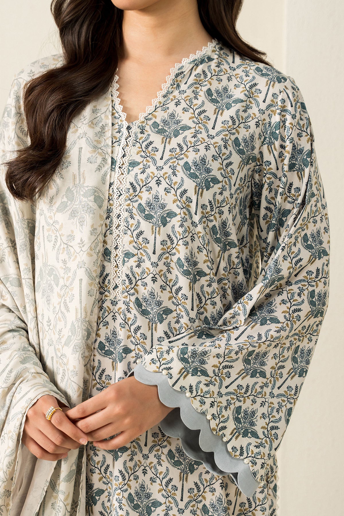 COCONUT HAZE-3PC LINEN PRINTED SUIT