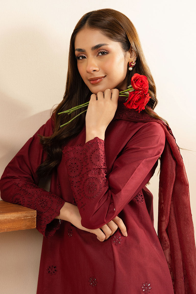 CARMINE GLOW-2PC (SHIRT & DUPATTA)