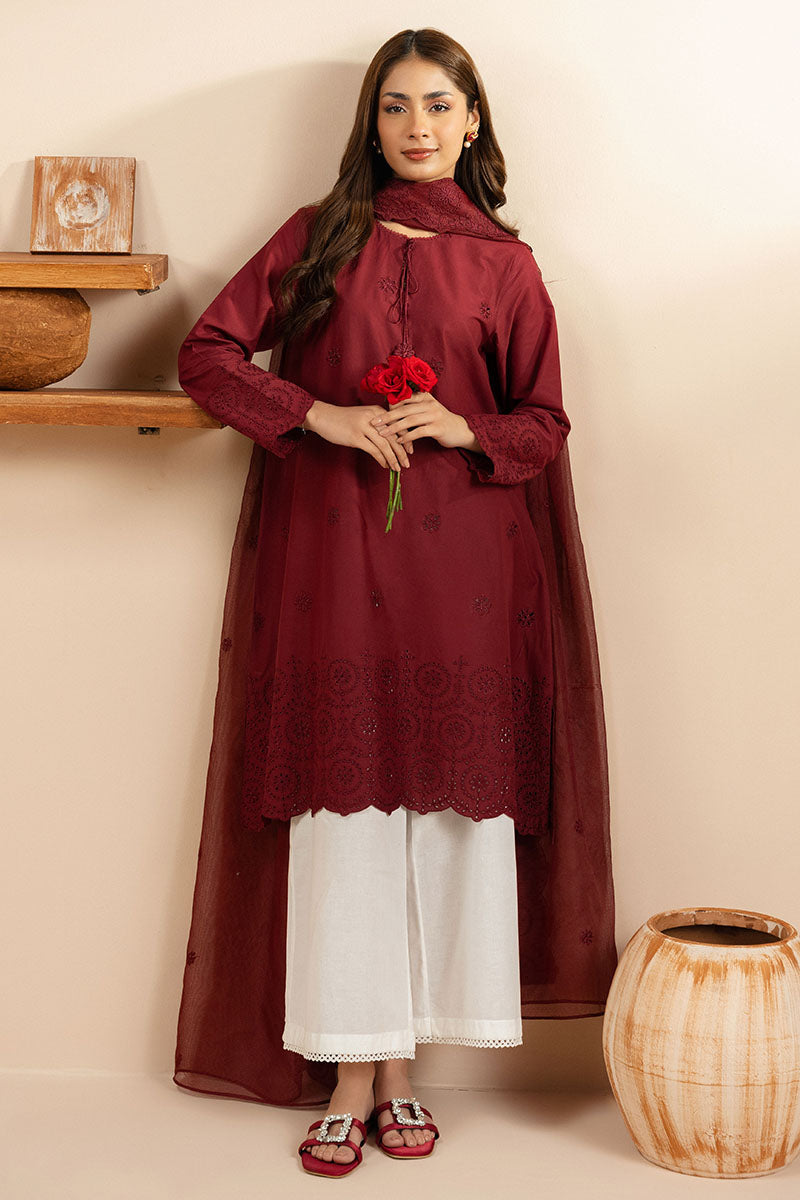 CARMINE GLOW-2PC (SHIRT & DUPATTA)