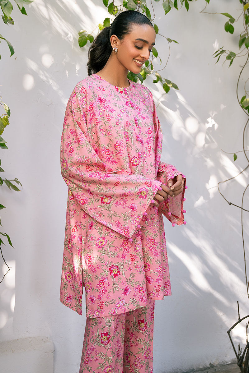 CORAL HAZE-2 PIECE PRINTED LINEN SUIT