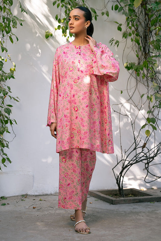 CORAL HAZE-2 PIECE PRINTED LINEN SUIT