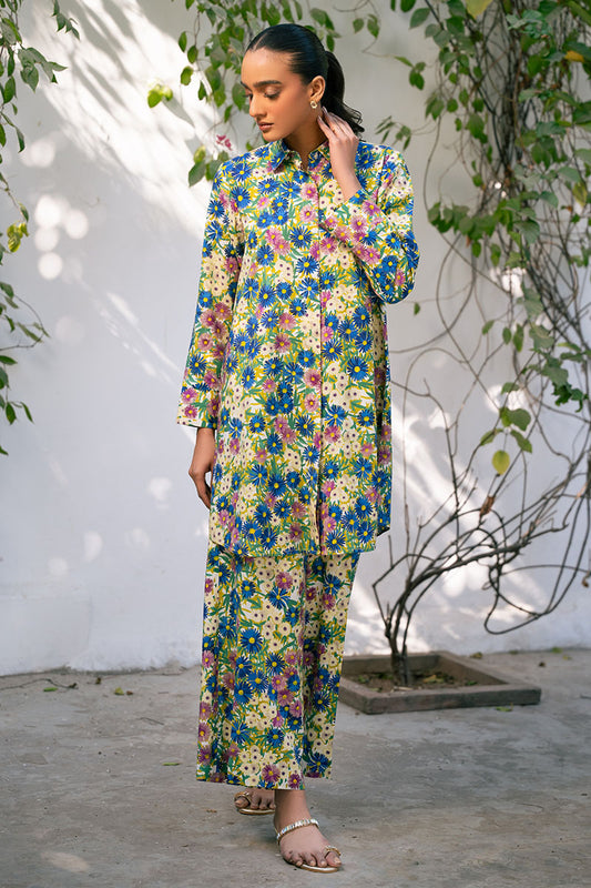 IVORY BLOOM-2 PIECE PRINTED LINEN SUIT