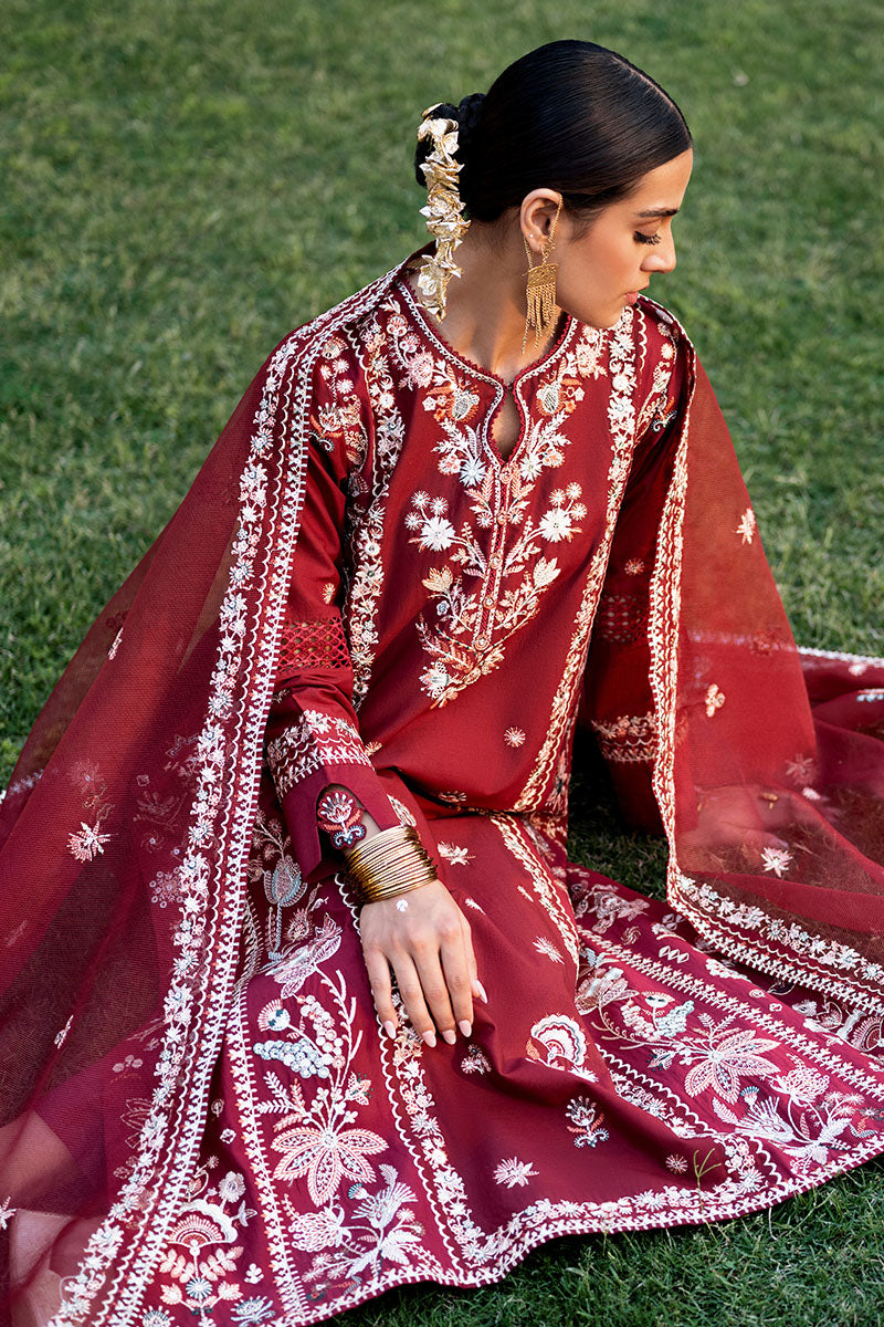 ROUGE ZEST-3PC EMBROIDERED LAWN SUIT