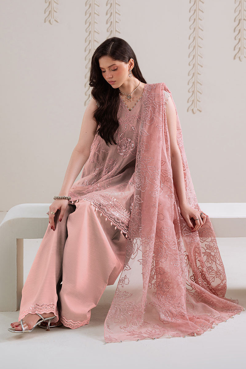 DUSTY ROSE-4PC ORGANZA EMBROIDERED SUIT