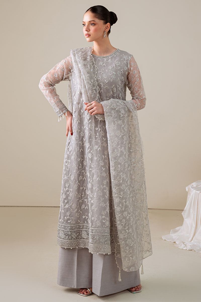 PEARL GRAY-4PC ORGANZA EMBROIDERED SUIT