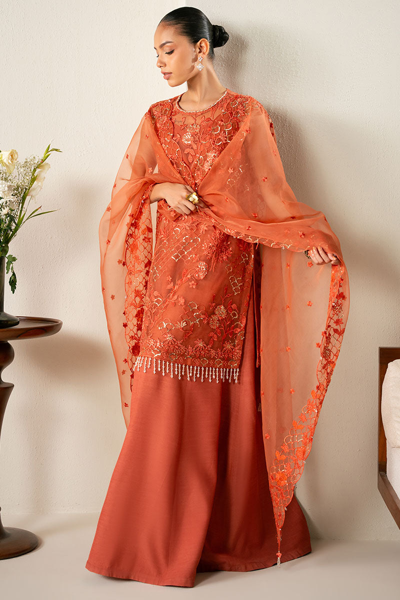AUTUMN ZEST-4PC ORGANZA EMBROIDERED SUIT