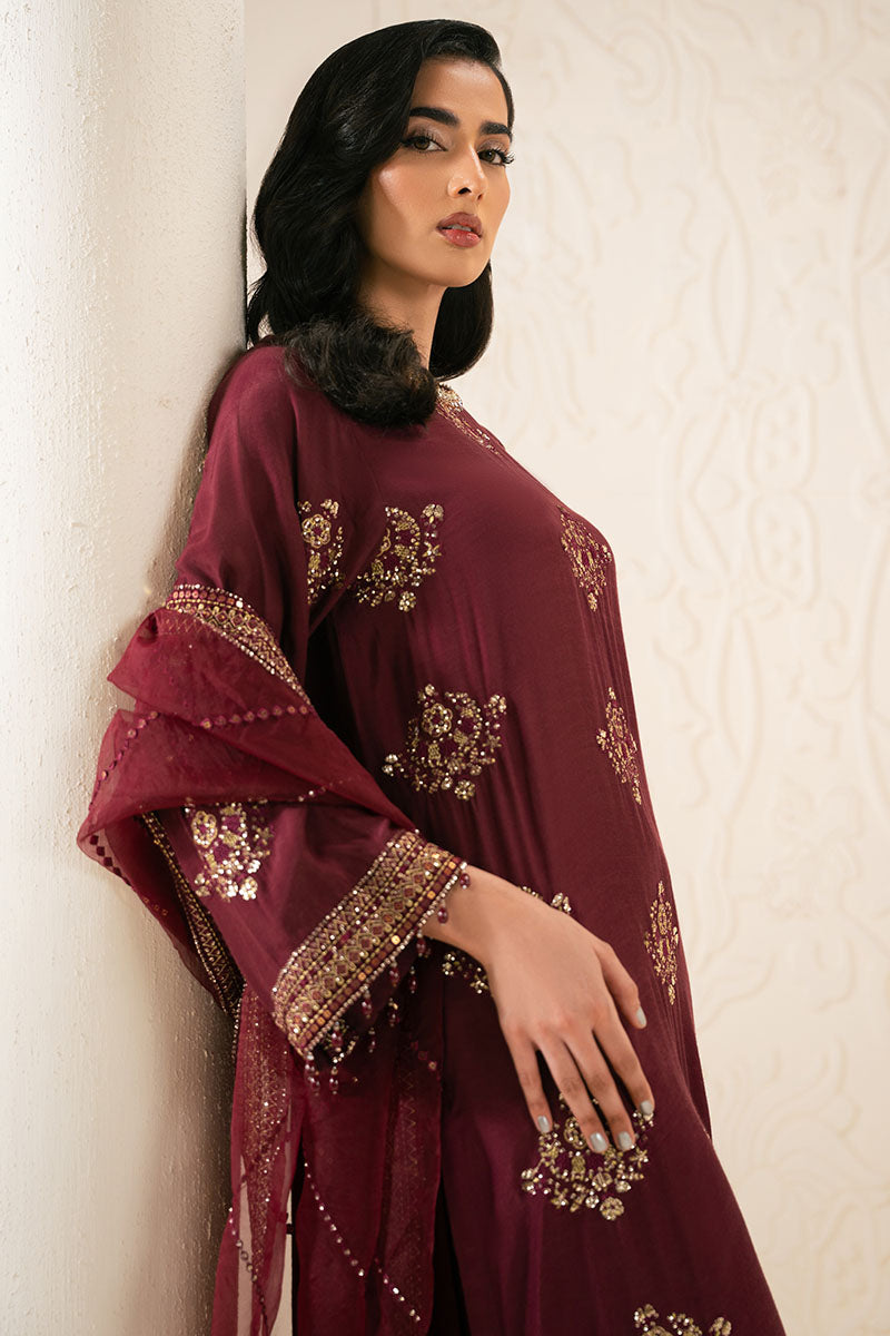 SHADOW RUBY-3PC SILK EMBROIDERED PRET