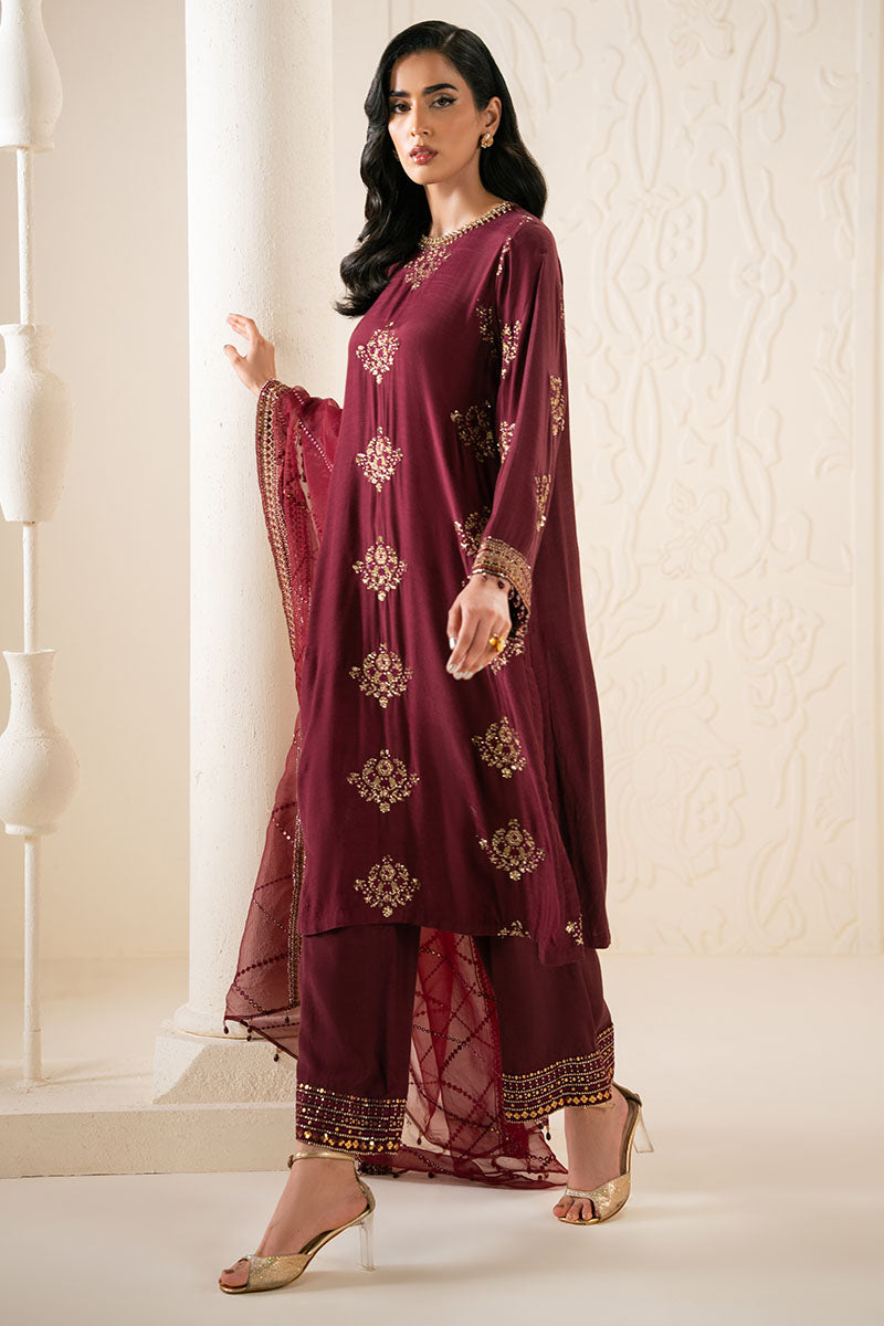 SHADOW RUBY-3PC SILK EMBROIDERED PRET