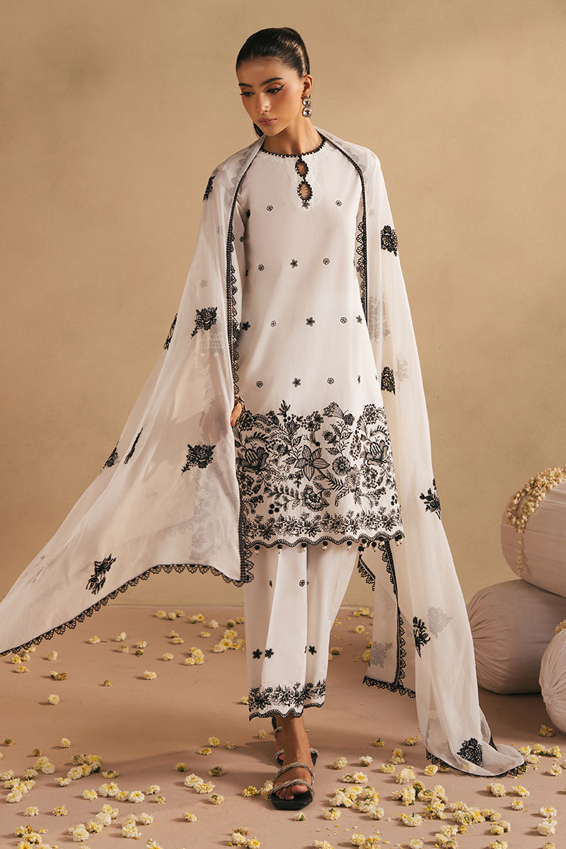 MONOCHROME BLISS- 3PC EMBROIDERED LAWN SUIT