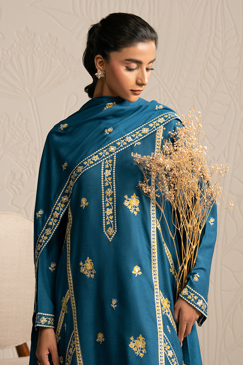 MYSTIC TEAL-3PC (SHIRT, TROUSER & DUPATTA)