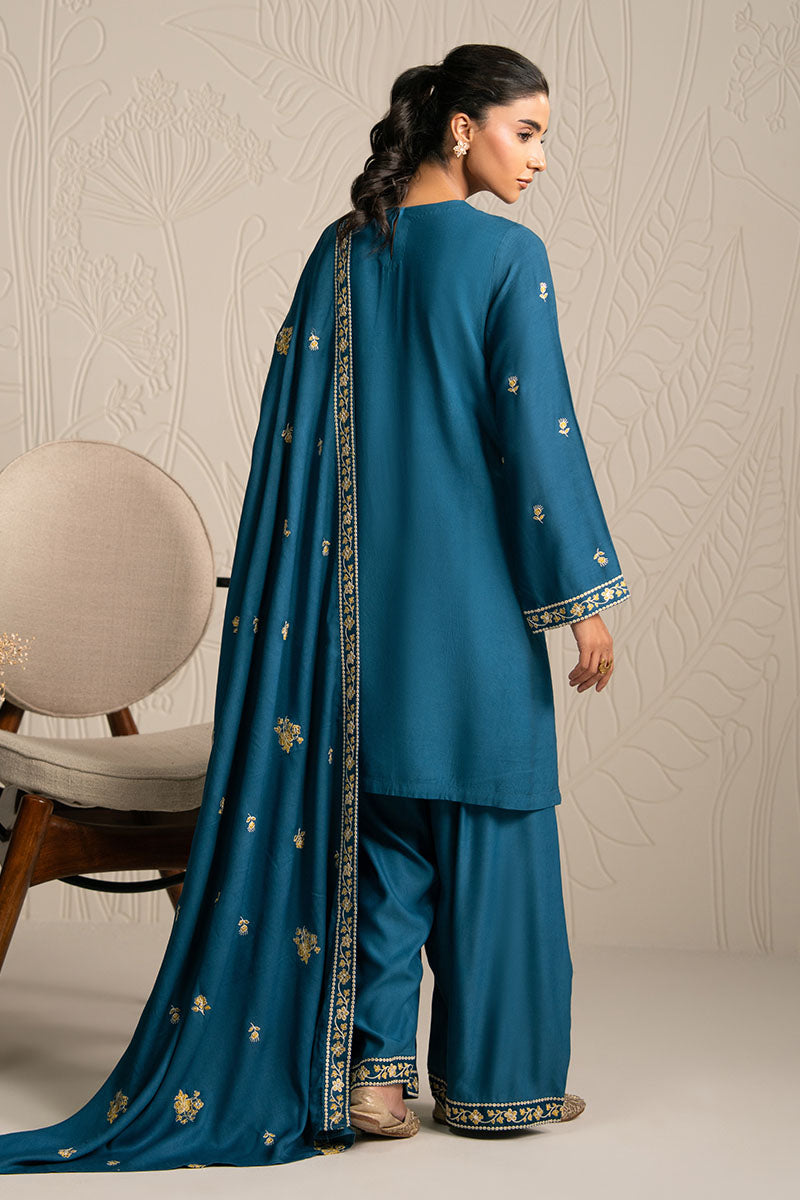 MYSTIC TEAL-3PC (SHIRT, TROUSER & DUPATTA)