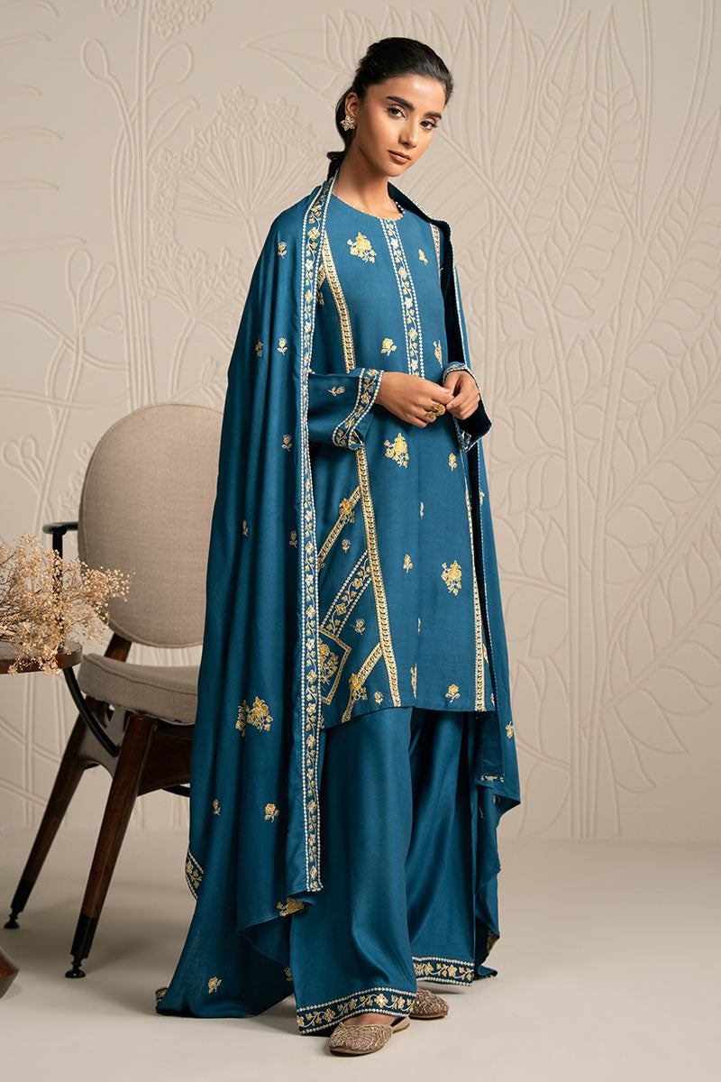 MYSTIC TEAL-3PC (SHIRT, TROUSER & DUPATTA)