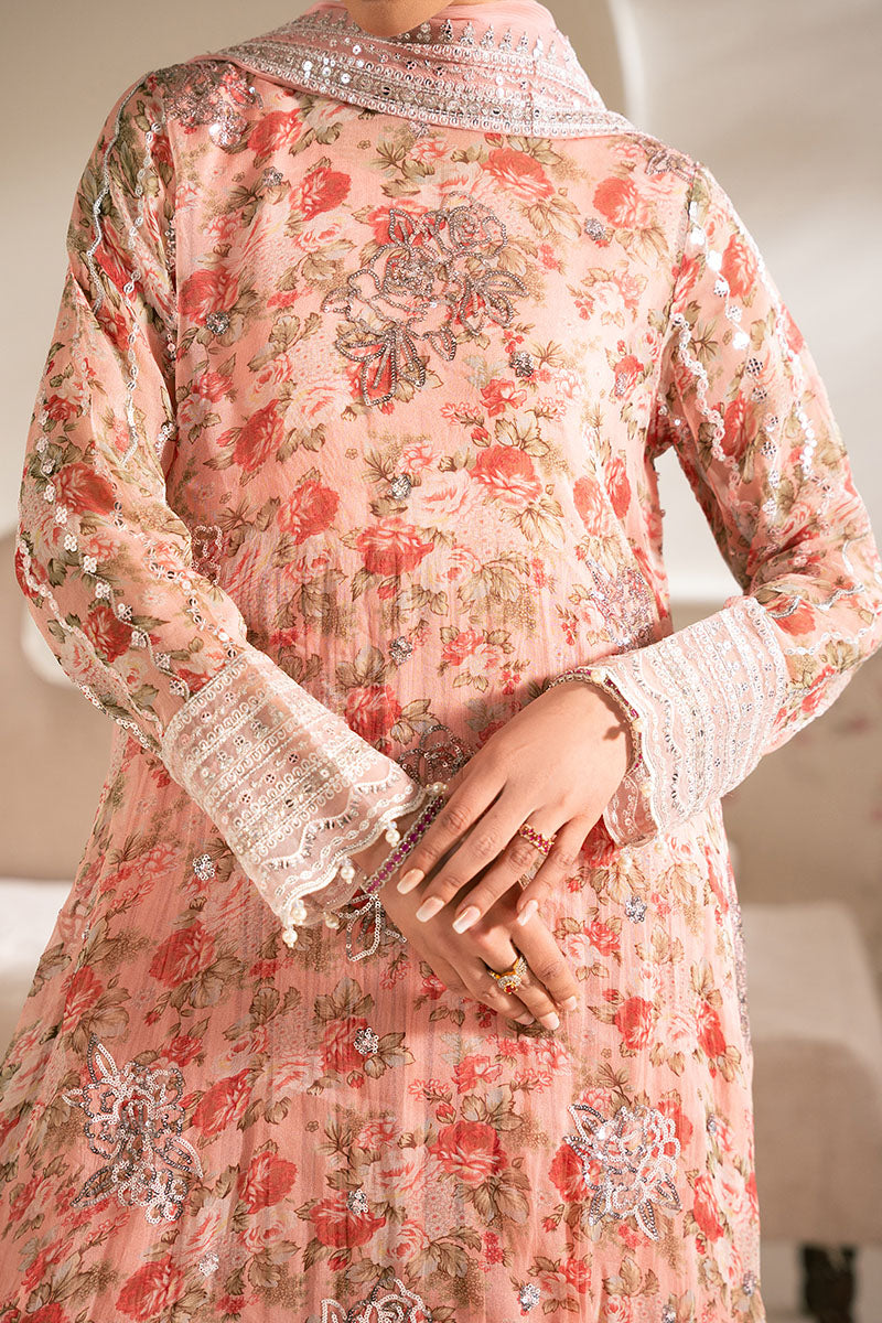 CORAL PUNCH-4PC ORGANZA EMBROIDERED SUIT