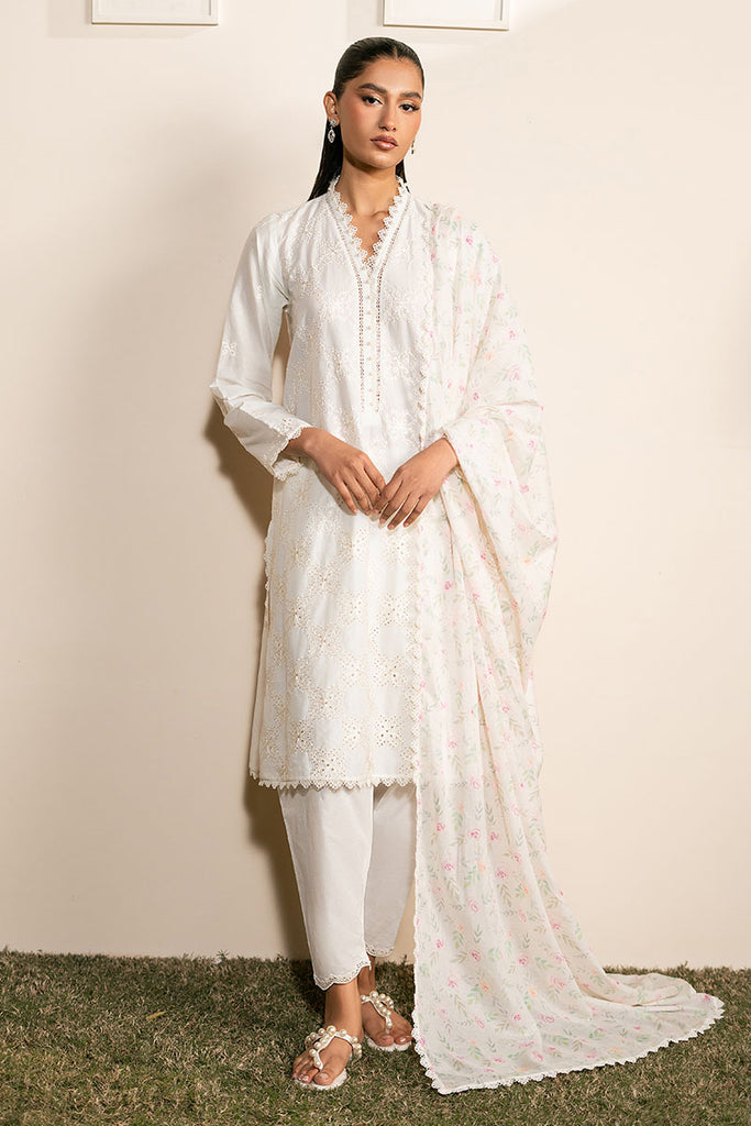 IVORY GLINT-3PC (SHIRT, TROUSER & DUPATTA)