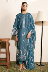 TEAL SERENITY- 3PC EMBROIDERED LAWN SUIT