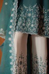 TEAL DREAM-3PC (SHIRT, TROUSER & DUPATTA)