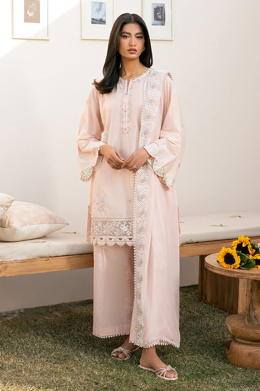 PEACH BLOOM-3PC (SHIRT, TROUSER & DUPATTA)