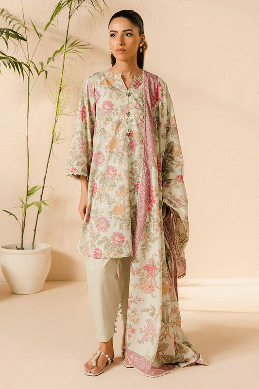 MINTY BLOOM-3PC (SHIRT, TROUSER & DUPATTA)