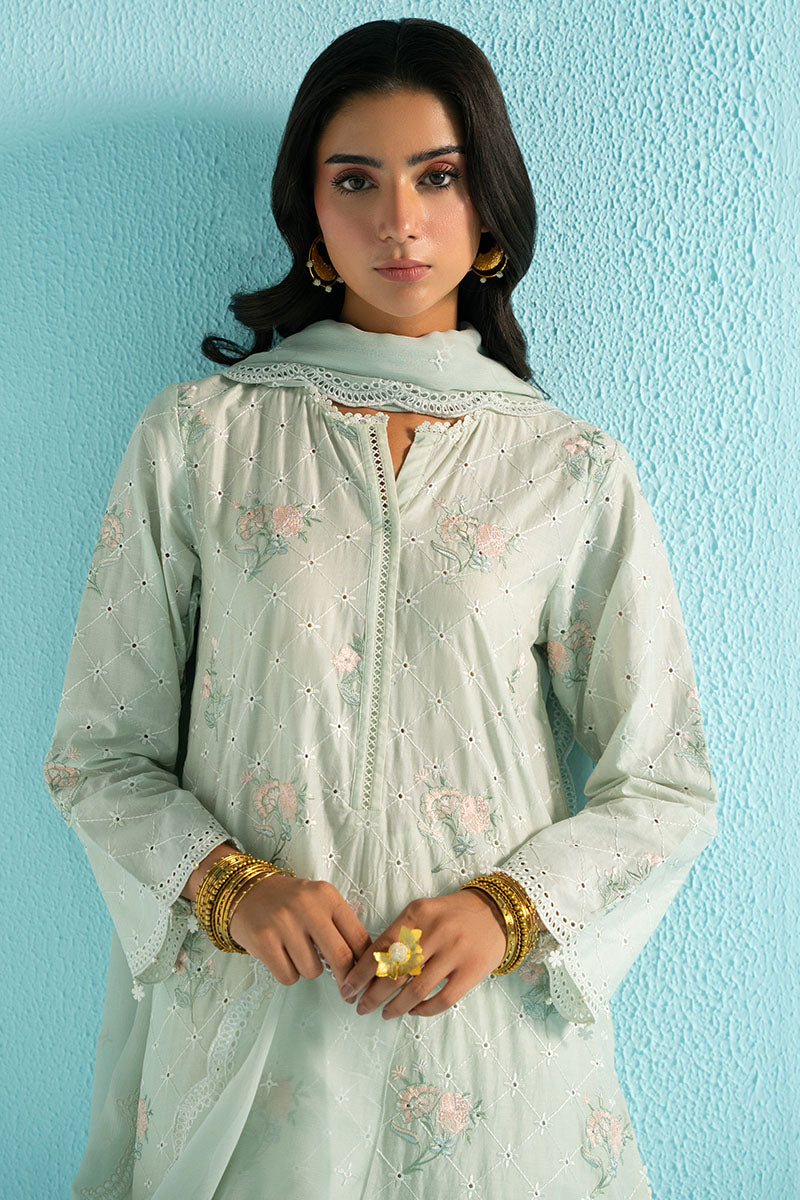 MINT FLORA-3PC (SHIRT, TROUSER & DUPATTA)