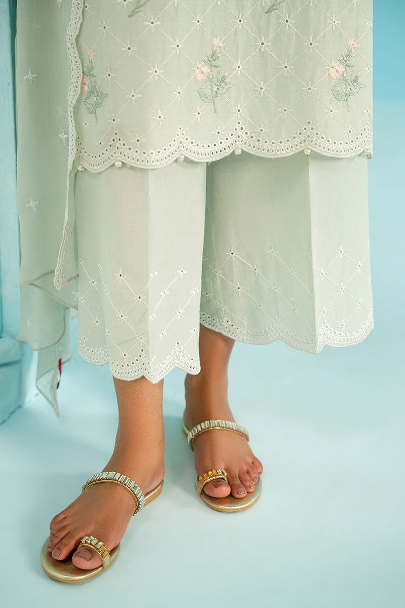 MINT FLORA-3PC (SHIRT, TROUSER & DUPATTA)