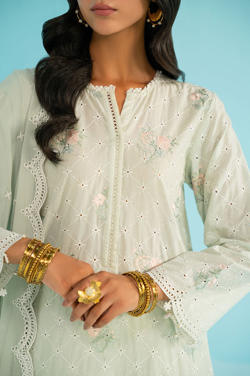 MINT FLORA-3PC (SHIRT, TROUSER & DUPATTA)