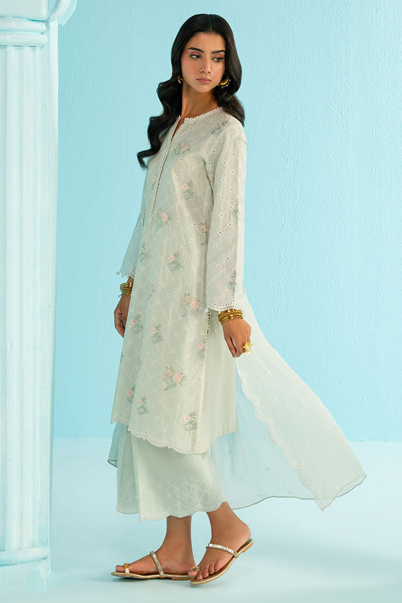 MINT FLORA-3PC (SHIRT, TROUSER & DUPATTA)