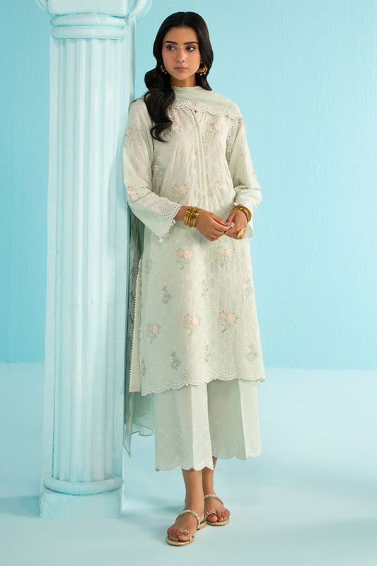 MINT FLORA-3PC (SHIRT, TROUSER & DUPATTA)