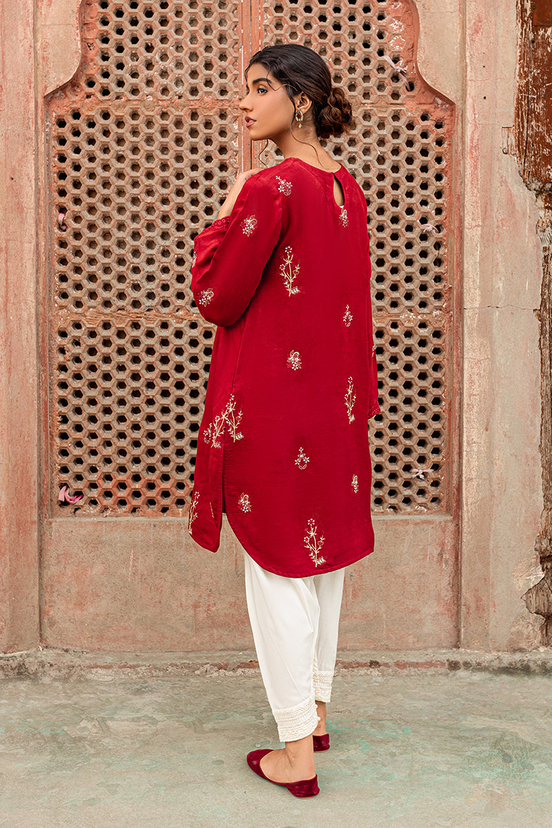 CARMINE GLOW EMBROIDERED SHIRT