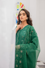 EMARALD GREEN-2PC (SHIRT & DUPATTA)