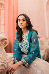 TEAL RASHAM EMBELLISHED SHIRT