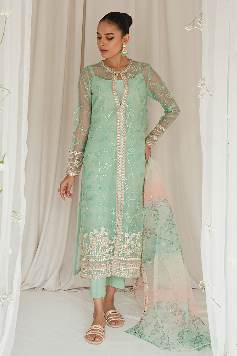 VERDANT STONE-4PC ORGANZA EMBROIDERED SUIT