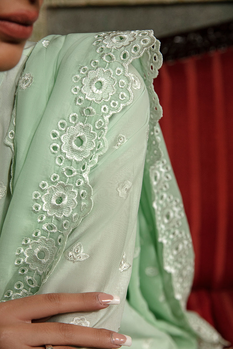 MINT VOYAGE-3PC CHIKANKARI LAWN SUIT