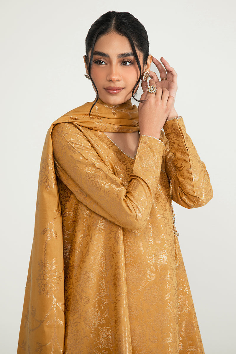 OPPULENT BLOOM-A-3PC COTTON JACQUARD SUIT