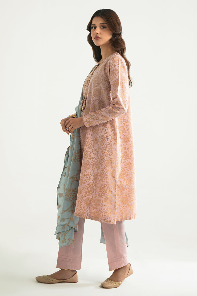 OPPULENT BLOOM-B-3PC COTTON JACQUARD SUIT