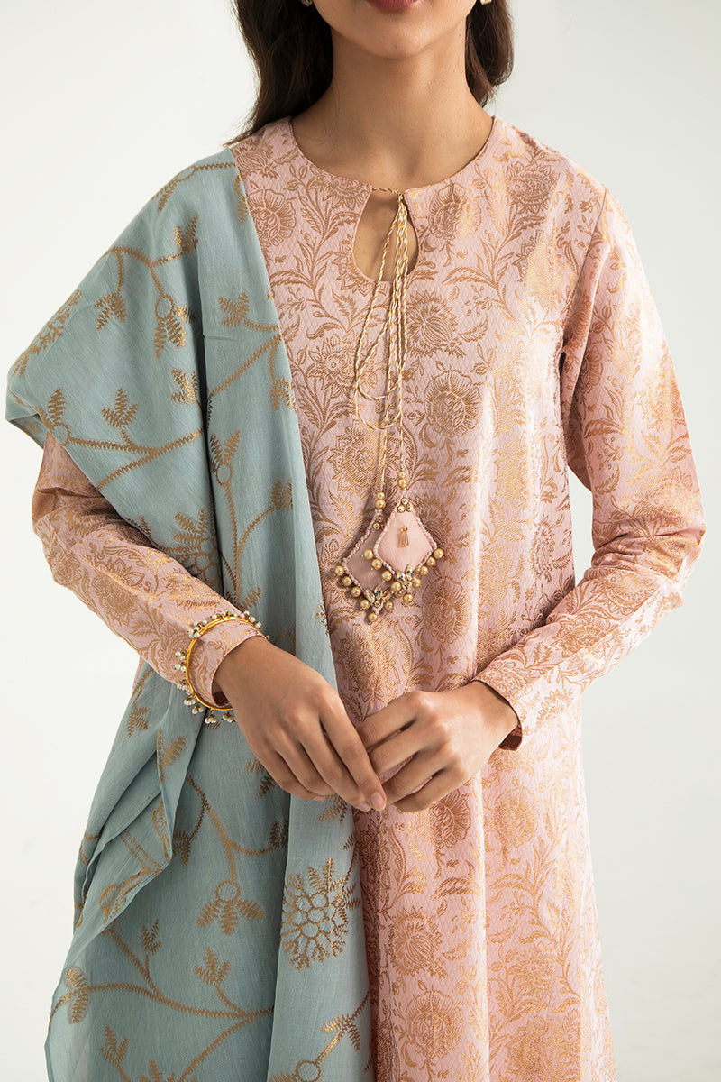 OPPULENT BLOOM-B-3PC COTTON JACQUARD SUIT
