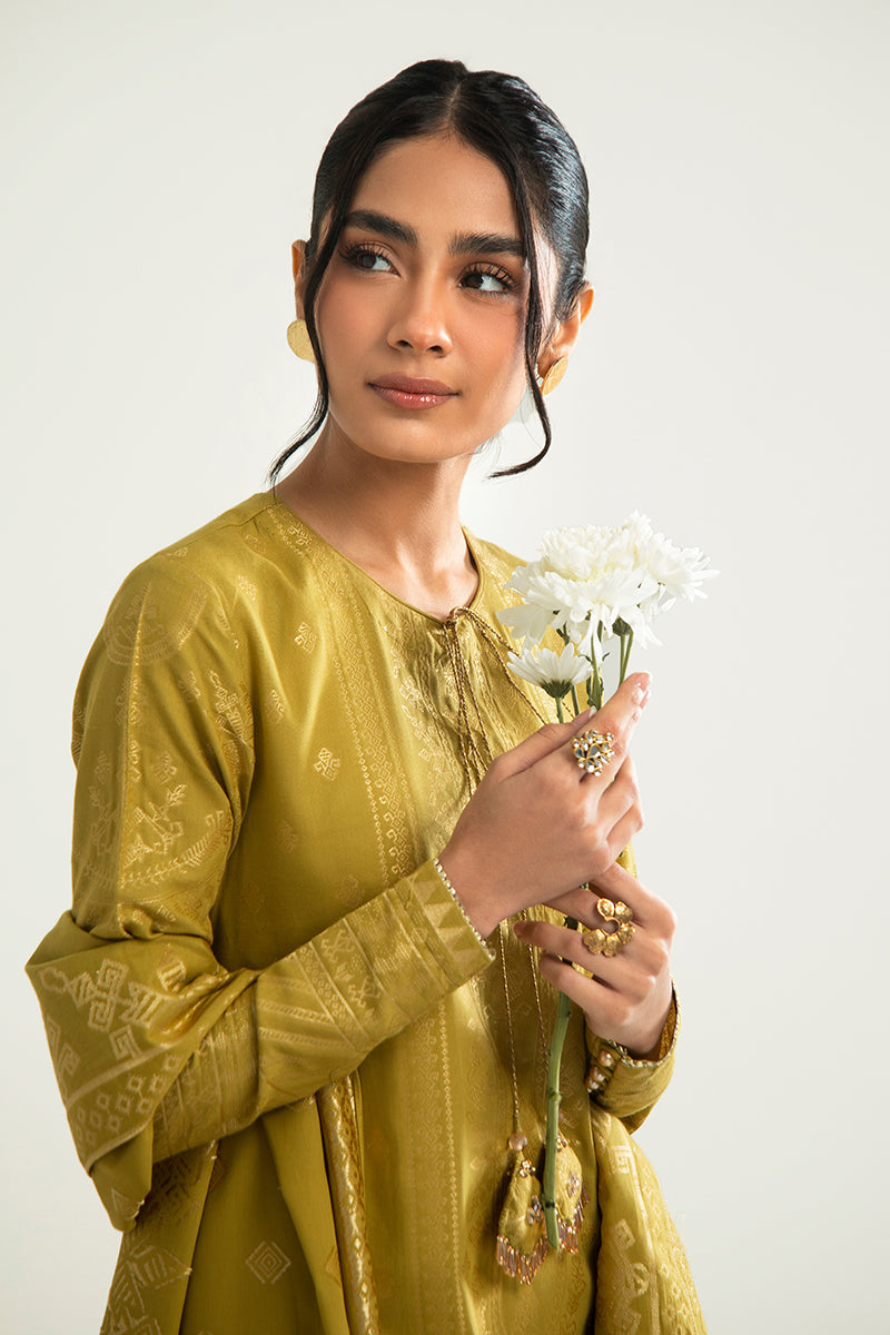 ETHNIC ERA-B-3PC COTTON JACQUARD SUIT