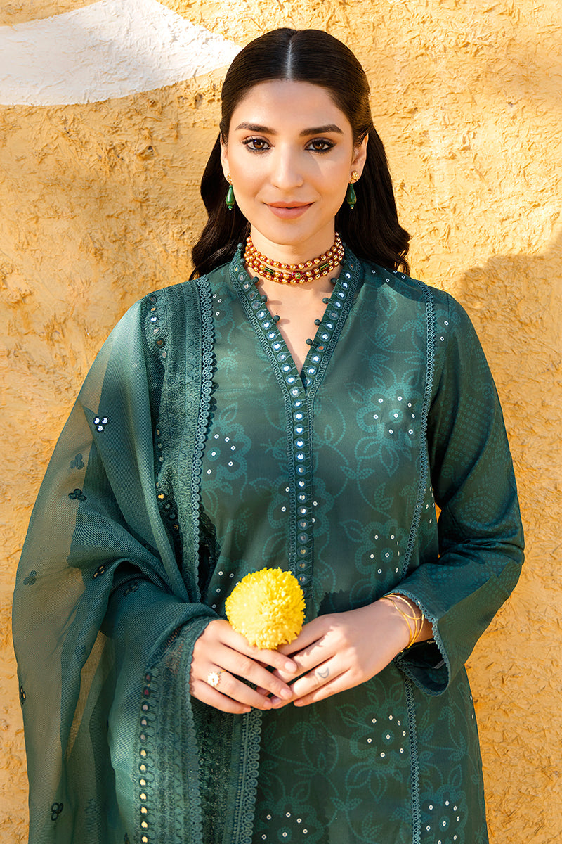 SURREAL TEAL-3PC DIGITAL PRINTED LAWN SUIT