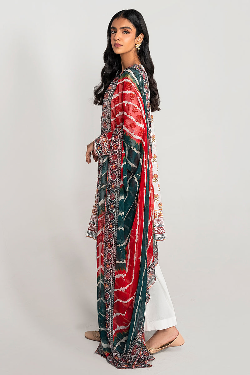 IVORY CHINTZ-3PC PRINTED LAWN SUIT