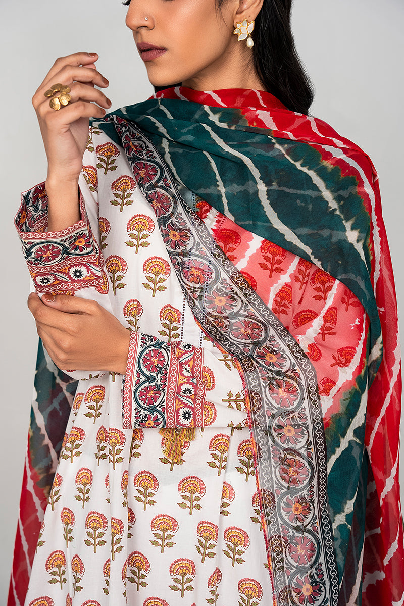 IVORY CHINTZ-3PC PRINTED LAWN SUIT
